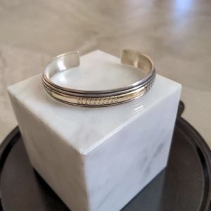 NAVAHO 14K AND STERLING CUFF BRACELET